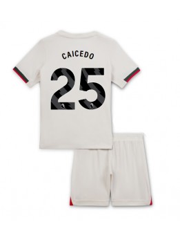 Billige Chelsea Moises Caicedo #25 Bortedraktsett Barn 2025-26 Kortermet (+ Korte bukser)